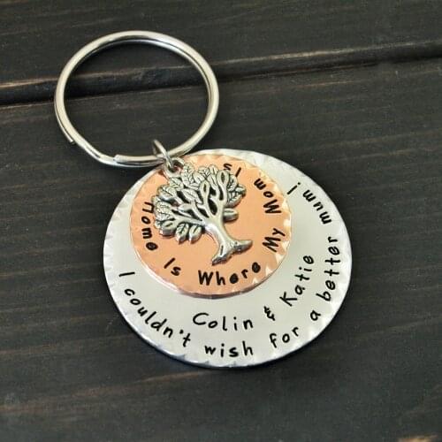 Personalized Family Tree Keychain For Mom, Memorial Gift Family Key Chain with Kids Names