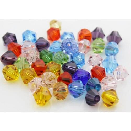 2016 New Mixed Colors 6mm 100pcs Fashion Bicone Austria Crystal Beads charm Glass Beads Loose Spacer Bead for DIY Jewelry Making