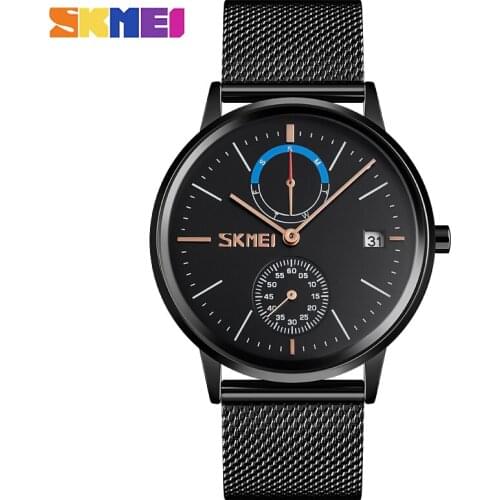 SKMEI Luxury Brand Men Watch Waterproof Stainless Steel Strap Male Wristwatches Fashion Quartz Watches Relogio Masculino 9182