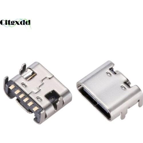 Cltgxdd 10PCS/Lot Type C 6 Pin USB SMT Socket Connector USB 3.1 Type-C Female Socket Charging Data Placement SMD DIP