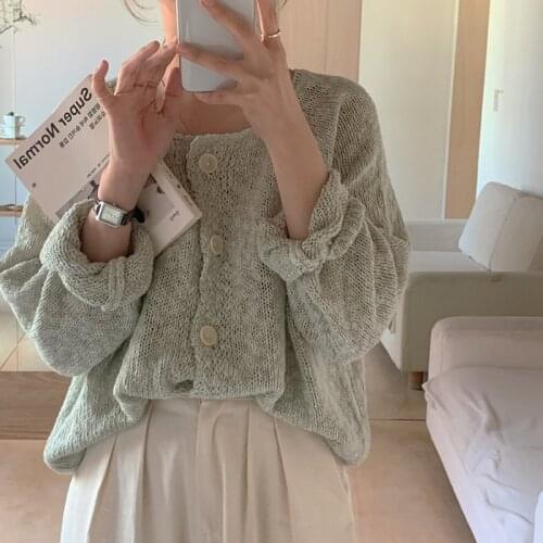 Alien Kitty Cardigans Loose Women 2021 Fashion Sweaters Lazy Soft Outwear Spring Casual Sunscreen Solid Knitted Tops Coat