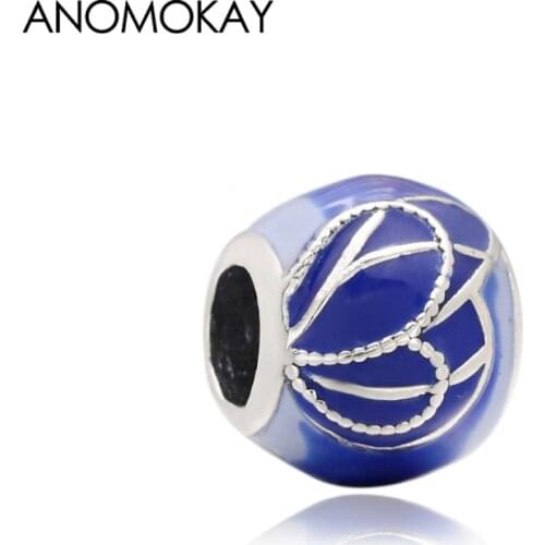 Anomokay Classic Dark Blue Enamel Wings of Butterflies Charm Bead for Bracelet & Bangle Jewelry Making DIY Accessories