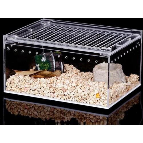 Acrylic Reptile Feeding Box Insect Box Praying Mantis Reptile Home Insect Cage Reptile Terrariums Sliding Cover Type Feeding Box