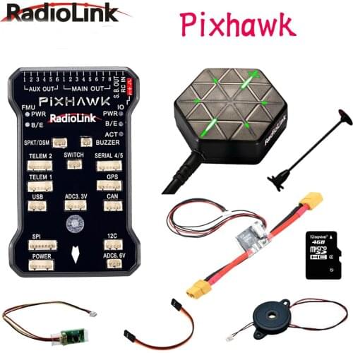 Radiolink Pixhawk PIX PX4 Flight Controller 32bit STM32F427 With GPS Holder M8N GPS Buzzer 4G SD Card Telemetry Module Mounting