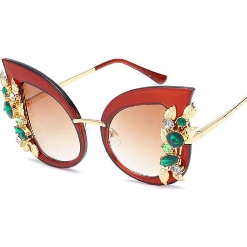 Brown Transparent Large Women Sunglasses Shades Brown Gradient Ladies Glasses Fashion Cat Eye Lunette De Soleil Femme