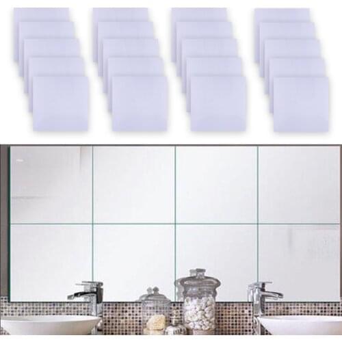 LETAOSk NEW 20pcs Flexible Stick-On Squares Mirror Sheet Self Adhesive Self Adhesive Decor Wall Tile 15x15cm Paste Home Decor