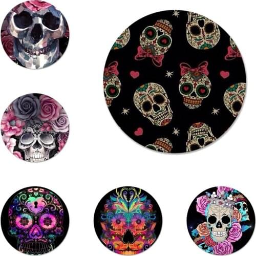 Mexican Skull Girl tattooed Art Badge Brooch Pin Accessories For Clothes Backpack Decoration gift 58mm