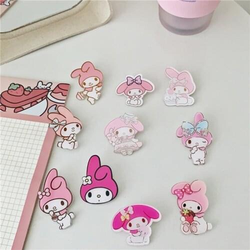 Kawaii Japan Anime Rabbit Acrylic Brooches Bunny Badge Brooches Pin Bow Bunny Clothing Bag Decoration Accessorie For Girls