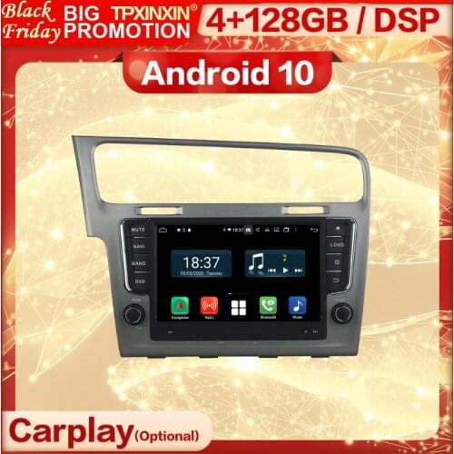 4+128G Carplay 2 Din Android 10 Screen Multimedia Stereo Receiver For VW Golf 7 2013 GPS BT Wifi BT Radio Audio Player Head Unit