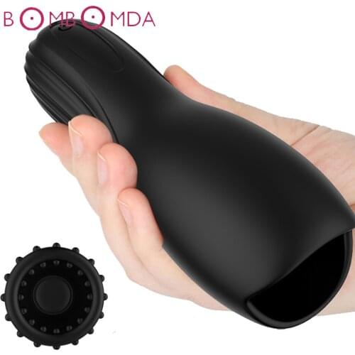Male Masturbator 10 Speed Vibration Aircraft Cup Glans Stimulator Massager Silicone Penis Vibrator Erotic Sex Toys for Men Adult