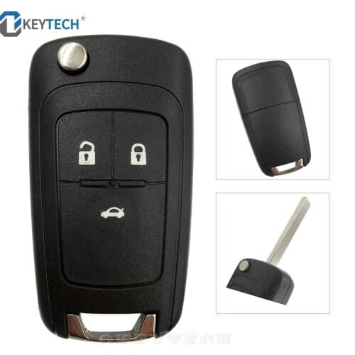 OkeyTech Flip key Folding Auto Car Key Fob Shell Case For Chevrolet Cruze Spark Aveo Captiva Switchblade Key Cover Replacement