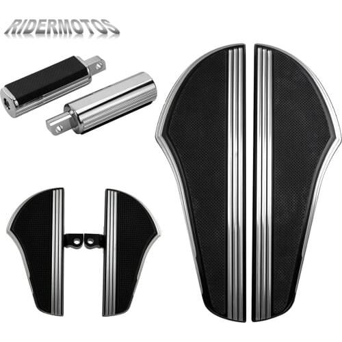 Motorcycle Front Driver Floorboard+Highway Foot Peg Black&Chrome For Harley Touring Street Glide FLHX Softail Fat boy Dyna FXD