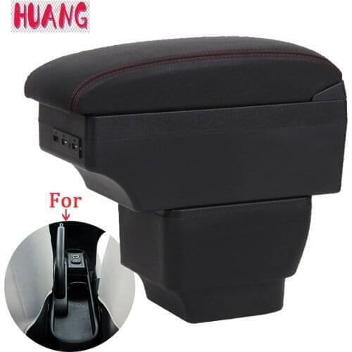 For Mazda 2/Demio Armrest box PU Leather Center Centre Console Storage Box with USB LED