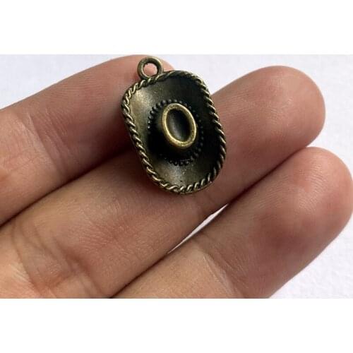 18pcs/lot Cow Boy Hat Charms Antique Bronze Tone Pendant Aesthetics Accessories Diy Handmade Findings Jewelry Making Supplies