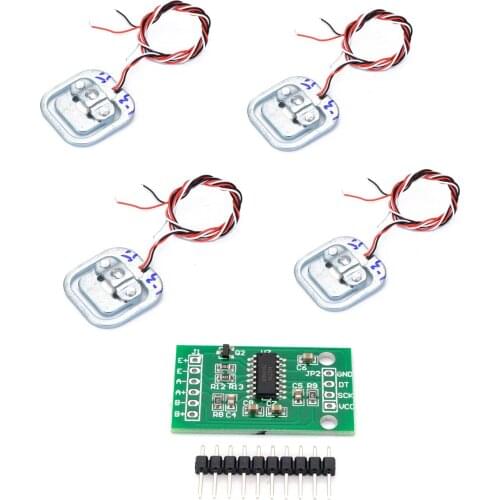 4pcs Resistance Strain Half-Bridge Sensors 50KG Body Load Cell Weighing Sensor Human Scale Measure + HX711 AD Weight Module