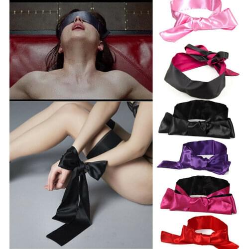 Hirigin Sex Unisex Blindfold Eye Satin Mask Sex Games Set Couple Love Cosplay Cover Band