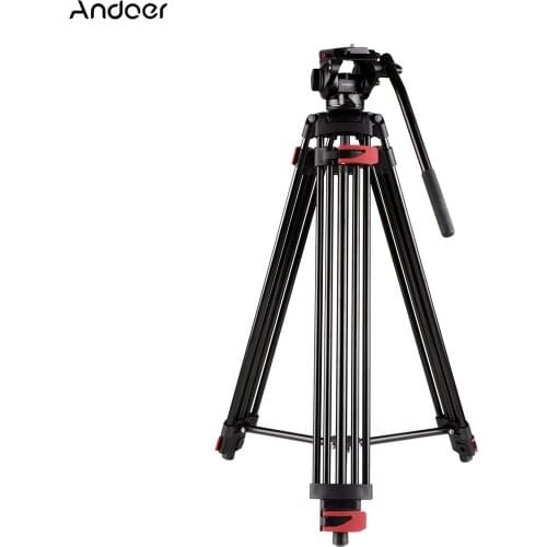 Andoer Professional Heavy Duty Tripod Panoramic Fluid Hydraulic Head Tripod Payload 10KG Carry Bag for Camera DV Studio Outdoor
