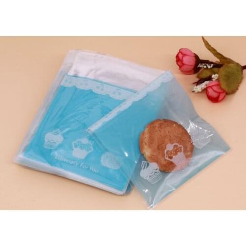 100Pcs 10x10+3cm Sweets Cake Cookies Transparent Plastic Bag Small Candy Cookie Jewelry Packaging Bags with self adhesive Party