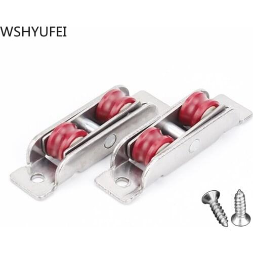 4 Pcs Stainless steel Window pulley Sliding window roller Heavy Mute windows Sliding Door Bearing Double Rollers Hardware pulley