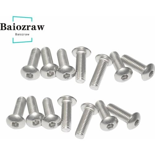 Hexagon Hex Screw M2 M2.5 304 Stainless Steel Hexagon Hex Socket Button Bolts Round Head Screw ISO7380 3D Printer Parts
