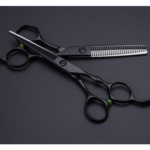 Professional japan 6 inch cool black hair scissors set salon cutting barber makas haircut thinning shears hairdressing scissors