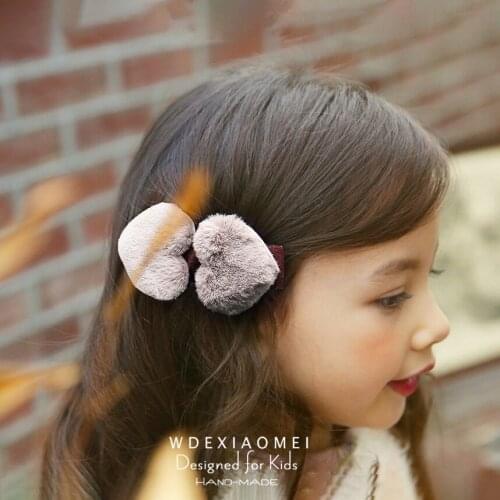 New Hot Korea Winter Plush Faux Fur Hairpin Hair Clips Cute Girl Hairpins Hair Barrettes Fashion Kids Hairgrips Hair Accessories