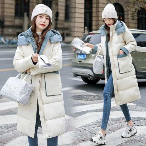 Women Down Cotton Coat 2021 New Long Winter Warm Jacket Female Hooded Cotton Parka Coat Winter Thicken Warm Down Padded Overcoat