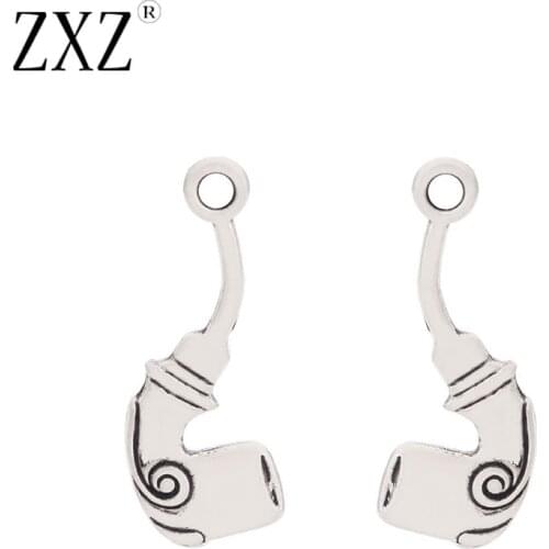 ZXZ 20pcs Tibetan Silver Tobacco Pipe Charms Pendants Double Sided for Necklace Bracelet Jewelry Making Findings 29x11mm