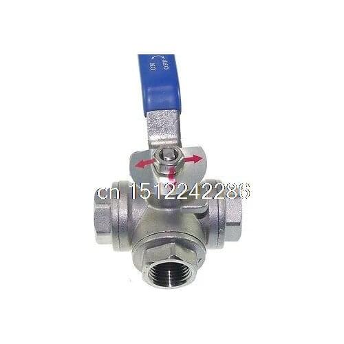 1PCS DN15 G1/2" Female 3-Way L-Port 304 Stainless Steel Ball Valve