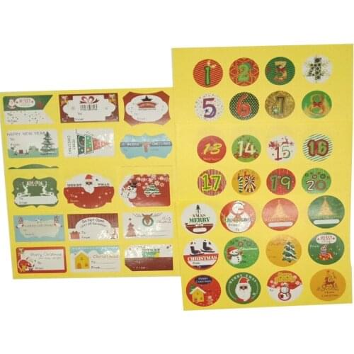 10sheet/lot Christmas theme count down number paper adhesive seal sticker DIY Handmade Gifts package decorative label