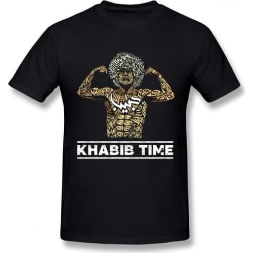 100% Cotton Sports Tee Printing Khabib Time Mens Casual Cotton Loose T-Shirt