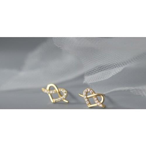 11.5mm*6.5mm 18k gold Authentic real. 925 Sterling Silver fine Jewelry CZ 4A+ Set Open Love Knot ear Stud Earrings C-G9250