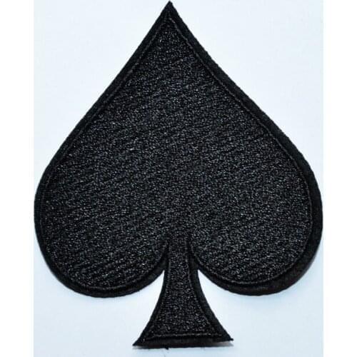Black spades suit playing card biker retro poker iron on patch applique (Size is about 6.5 * 7.8 cm)