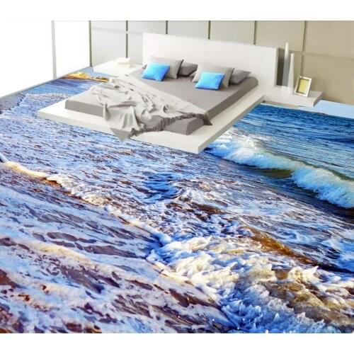 3D floor mural waves landscape custom 3d floor tiles for bathroom decorative vinyl