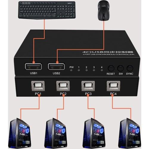 4 Ports USB Keyboard Mouse Synchronizor Controller Practical USB Synchronous Switching Controller