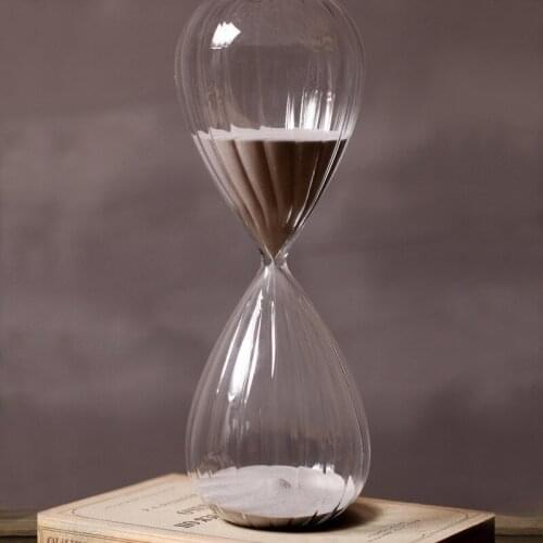 60 Minutes Glass Crafts Three-dimensional Striped Glass Hourglass Timer Silver Gold Sandglass