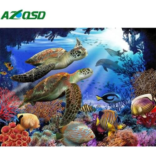 AZQSD Diamond Painting Full Square Turtle Rhinestones 5d Diy Diamond Embroidery Animal Mosaic Handmade Gift Cross Stitch Kits