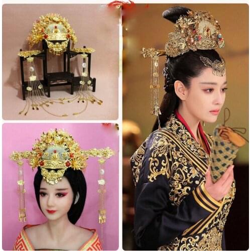 Zhang Xunyu MoChouNv Big Jade Piece Hair Tiara Ancient Chinese Princess Empress Wedding Tiara TV Play Si Mei Ren Song of Phoenix