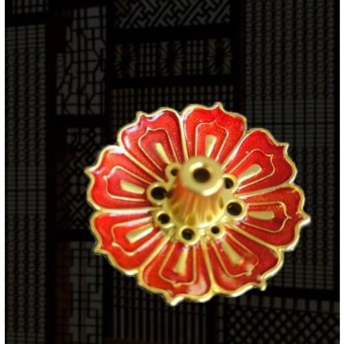 1 Pcs 9-Hole Copper Incense Holder Mini Lotus Flower Incense Sticks Burner Cones Censer Teahouse Home Decoration Accessories