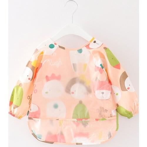 Baby Waterproof Smock Childrens Anti-dressing Baby Food Bib Childrens Long-sleeved Rice Bib Girls Apron Baby Feeding Baby Bibs