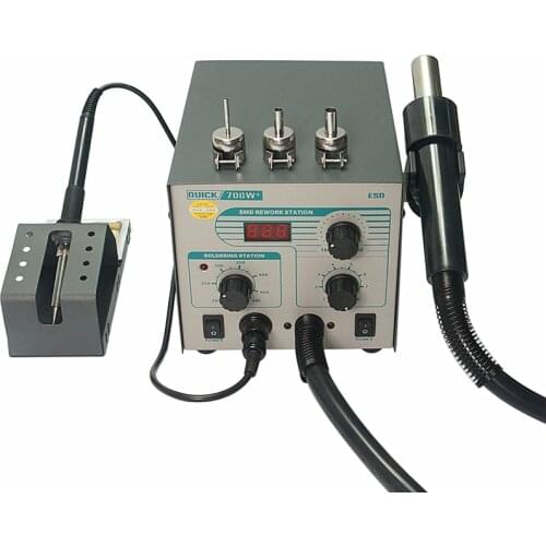 QUICK 706W+ Digital Display Hot Air Gun Electric Soldering Iron Anti-static Temperature Lead-free 2 in 1 Rework Station