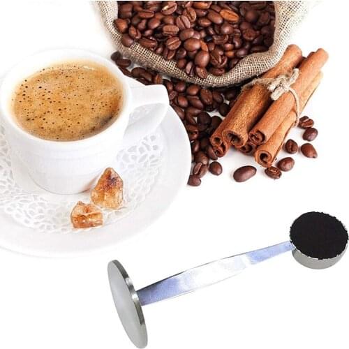 Espresso Stand Coffee Measure Tamper Spoon Stainless Steel Coffee Tea Tools Measuring Tamping Scoop 1 Pieces Silver
