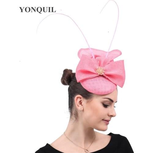 Pink Fascinator Accessories Hats Elegant Ladies Headbands With Feather Headwear Clips Occasion Church Party Tea Race Headdress
