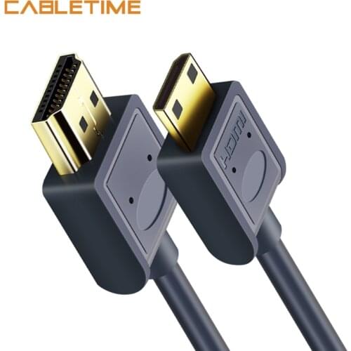 Cabletime Mini HDMI Cable 2.0 A to C 4K60Hz 1080P Ultra speed HDMI for HDTV sumsung Sony Projector laptop, PS4, XBox 1-3M N123