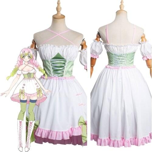 Anime Demon Slayer Kanroji Mitsuri Cosplay Costume Lolita Dress Outfits Halloween Carnival Suit
