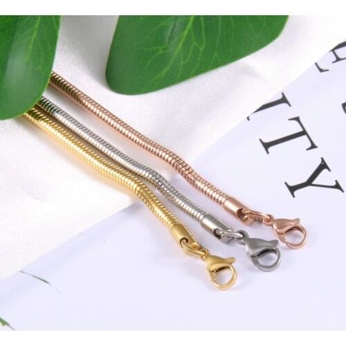 3mm 304 Stainless Steel Round Snake Chain Necklace for Men Women Curb Cuban Link Twisted Basic Punk Vintage Jewwlry Statement