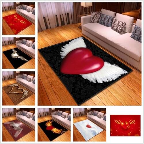 Valentines Day Lovely Heart Series Carpet 3D Romantic Wedding Decor Carpets for Living Room Bedroom Area Rugs Soft Flannel Mats