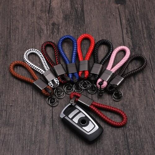 Fashion Handmade Leather Rope Woven Keychain Metal key rings Key Chains Men or Women Key Holder Key Cover Auto Keyring Gifts