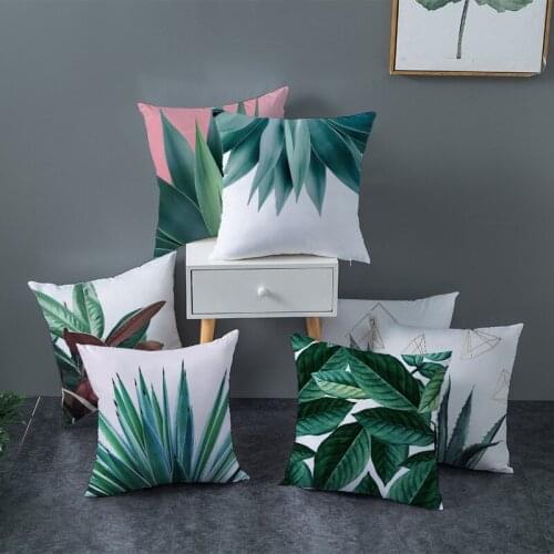 Cushion Covers Tropical Plants Leaves Decorative Pillowcases Peach Skin for Bed Sofa Throw Pillows Cover Home Decor 45*45cm/pc