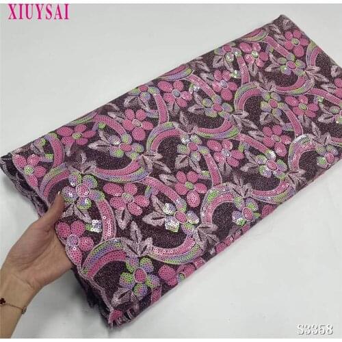 Onion Color New French Lace Fabric African Sequin Lace Fabric 2020 High Quality Lace Bridal Wedding Fabric Tulle Mesh Lace S416